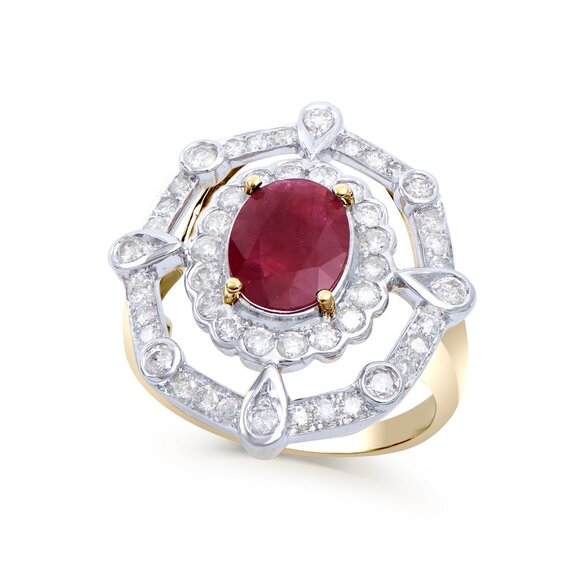 Certified Natural Ruby Diamond 14K Gold Ring - Picture 2 of 4